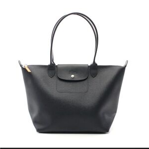 Longchamp- * RARE Le Pliage City Shopping Tote, coated canvas, cowhide trim.